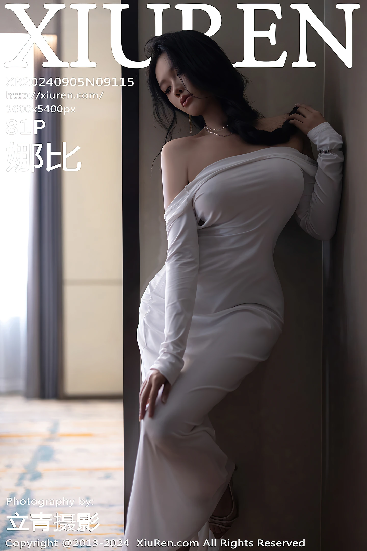 [XiuRen秀人网] VOL.9115 模特娜比性感白色连衣裙+黑色蕾丝情趣内衣秀凹凸身材诱惑写真81P-秀人网官方网站